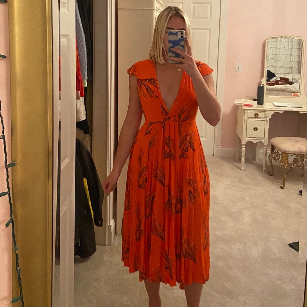 Free people maxi orange floral dress